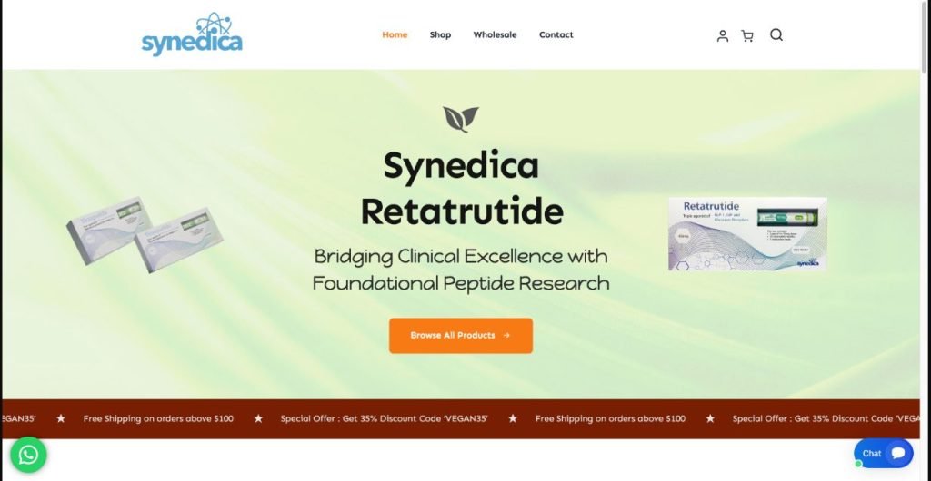 Storefront showing Retatrutide and Tirzepatide boxes